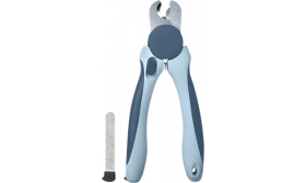 Kissojen kynsileikkuri harmailla liukumattomilla kahvoilla, terävä ruostumaton terä ja viila.